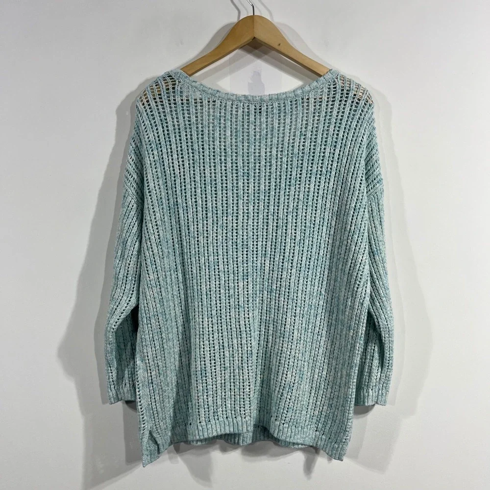 Talbots Coastal Mature‎ Open Knit Scoop Neck Pullover Sweater Womens 1x Beachy